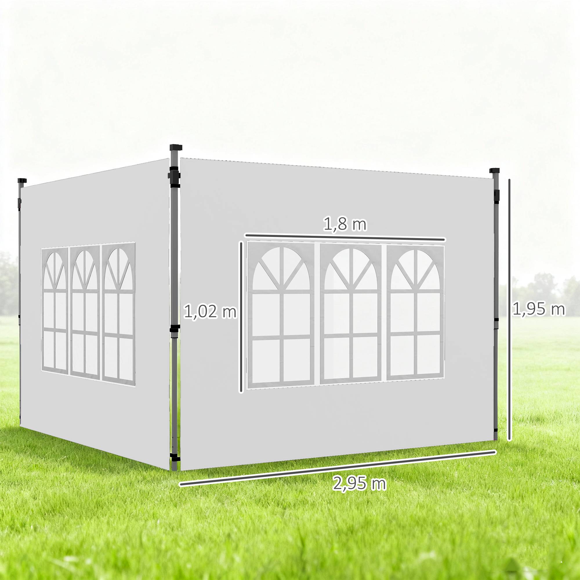 Ensemble de 2 panneaux latéraux pour tonnelle 3x3/3x4 m, paroi latérale avec fenêtre, étanche, blanc - Image 5