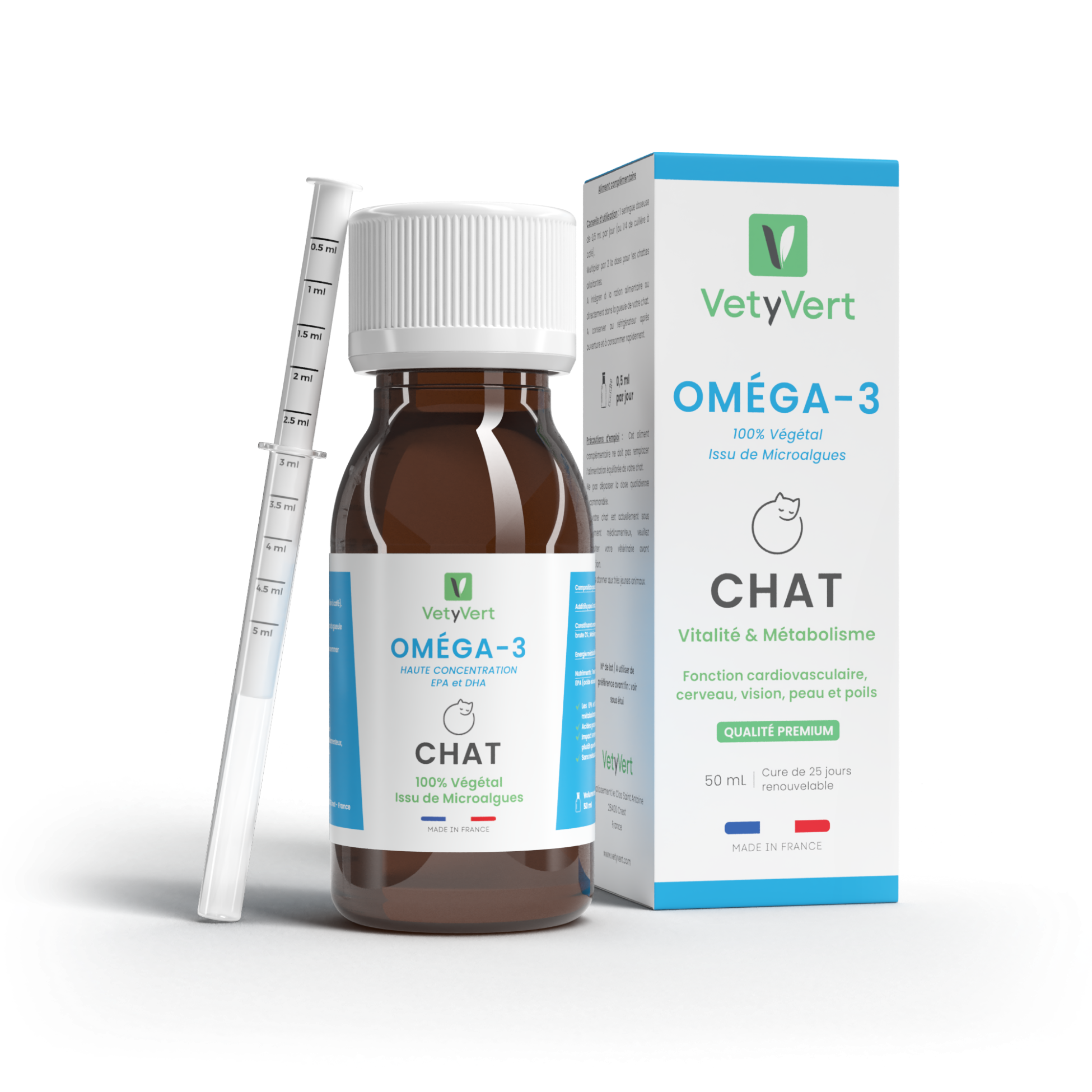 Complément alimentaire vétérinaire - Oméga 3 chat 50 mL - VetyVert - Image 1