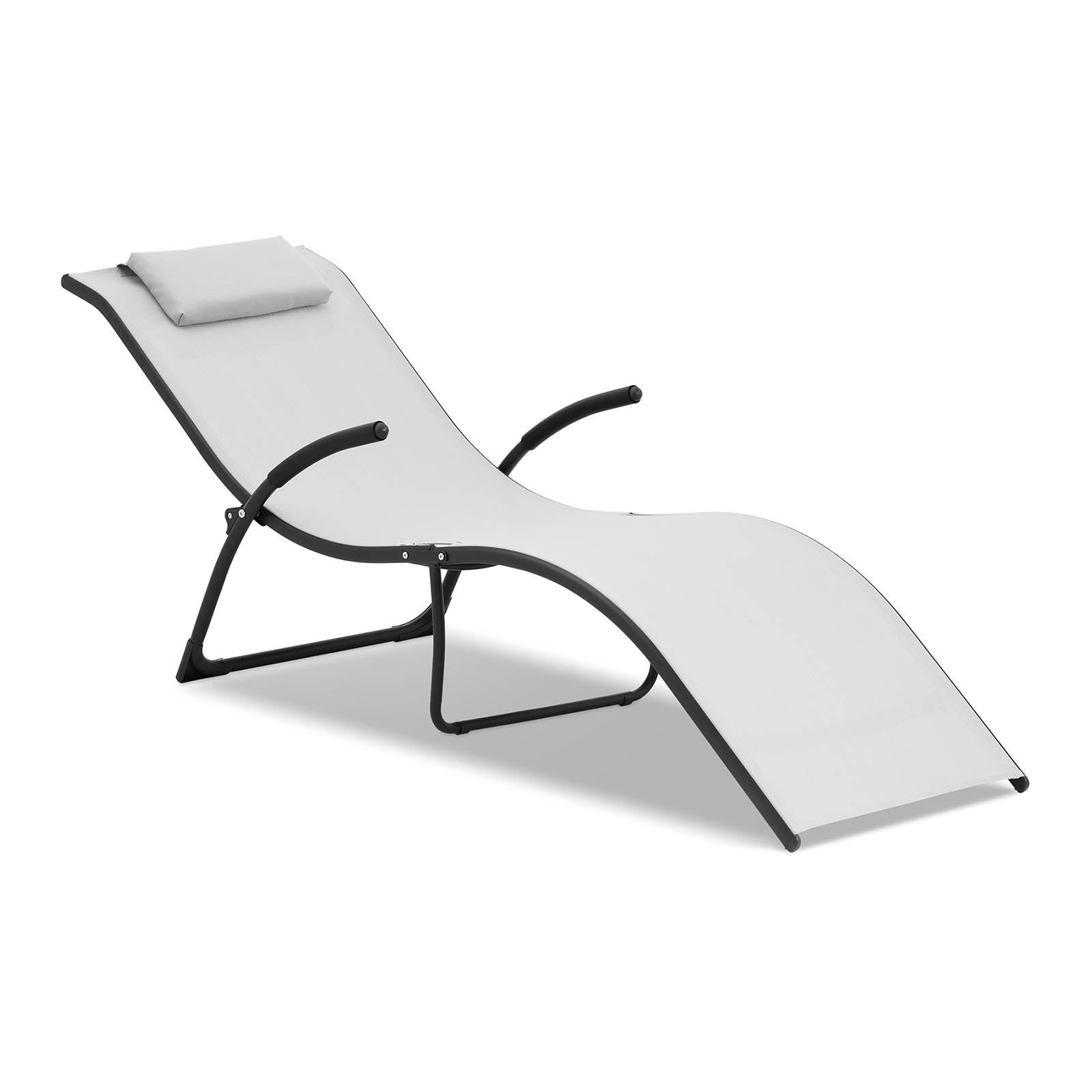 Helloshop26 - Bain de soleil chaise longue transat en acier ondulée gris - Image 1