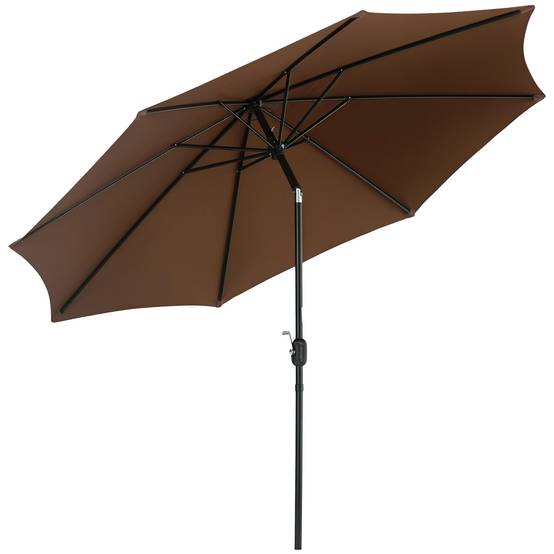 Parasol jardin Ø295x250 cm, manivelle, inclinable, mât métallique détachable, terrasse piscine patio, café - Image 1