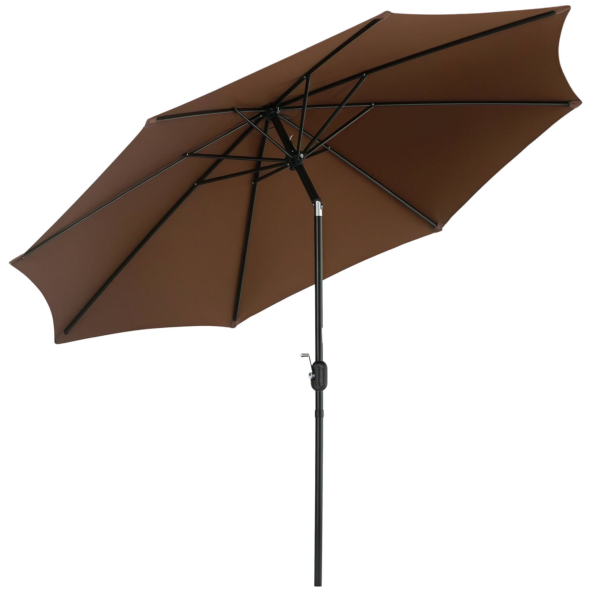 Parasol jardin Ø295x250 cm, manivelle, inclinable, mât métallique détachable, terrasse piscine patio, café - Image 1