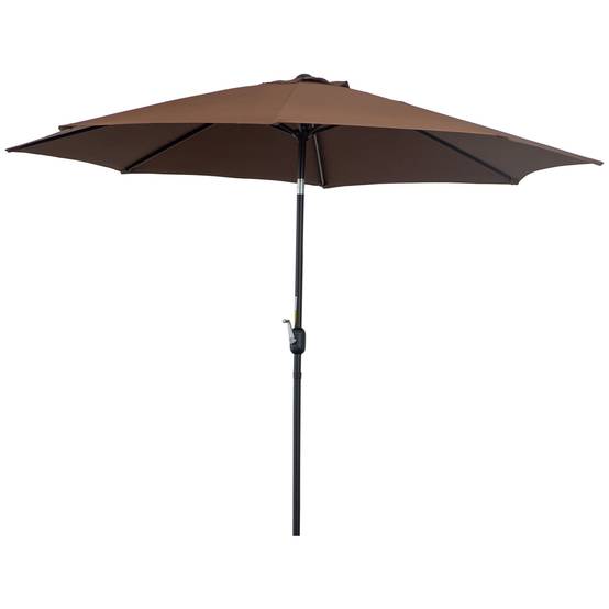 Parasol jardin Ø295x250 cm, manivelle, inclinable, mât métallique détachable, terrasse piscine patio, café - Image 2