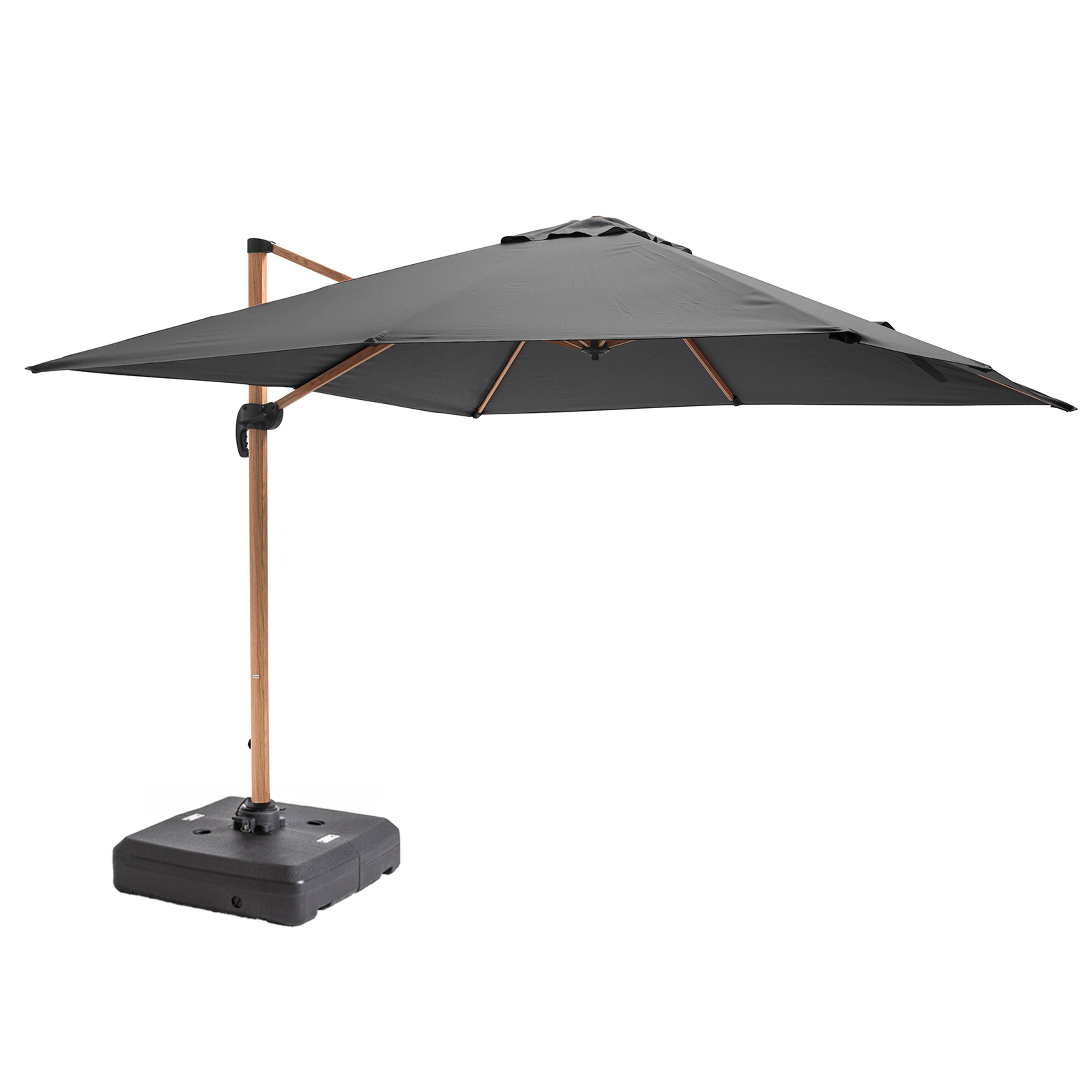 Oviala - Parasol déporté 3x3m et dalle à lester sur roues effet bois gris Brescia - Oviala - Image 1