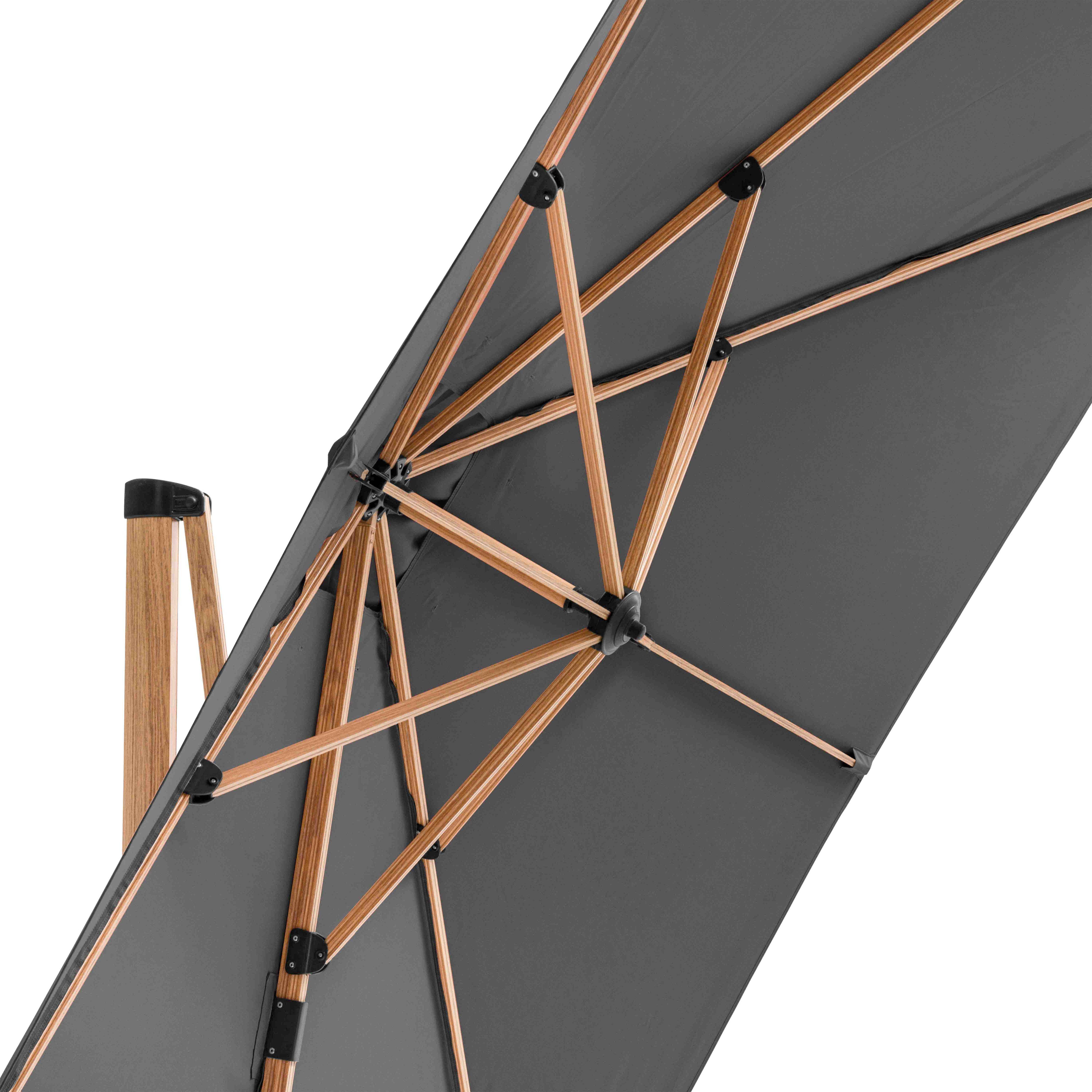 Oviala - Parasol déporté 3x3m et dalle à lester sur roues effet bois gris Brescia - Oviala - Image 4