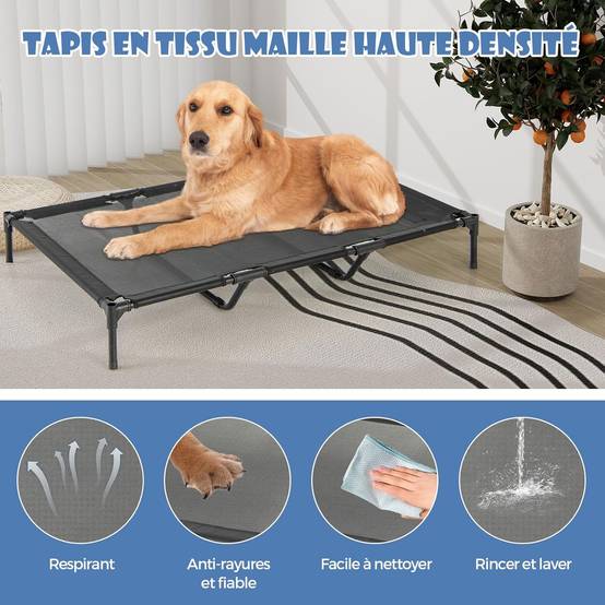 COSTWAY Niche pour Chien Exteriéur Intérieur 132 cm, Chenil pour Grand Chien 2 en 1, Fenêtre Ventilée, Housse Amovible, Lit pour Chien,Capacité 50 kg - Image 6