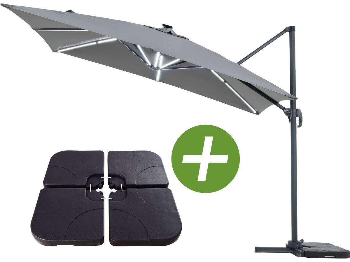 Habitat Et Jardin - Parasol Jardin Déporté Led Alu "sun 4 Luxe" - Rectangle - 3 X 4 M - Gris - Dalles à Lester Incluses -habitat Et Jardin - Image 1