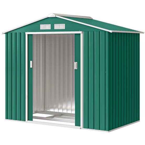 Abri de jardin 213x130x185 cm remise métallique extérieure outils vert foncé - Image 2
