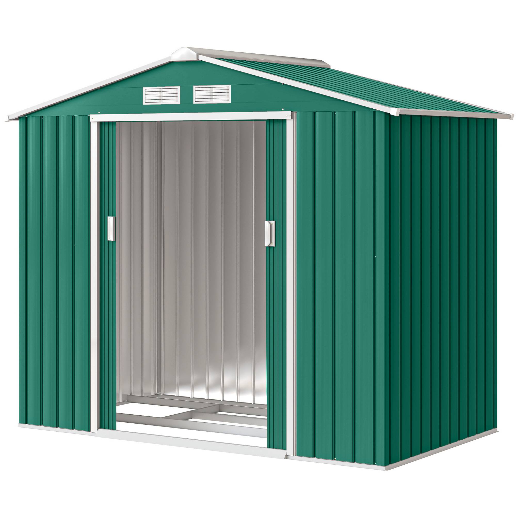 Abri de jardin 213x130x185 cm remise métallique extérieure outils vert foncé - Image 2