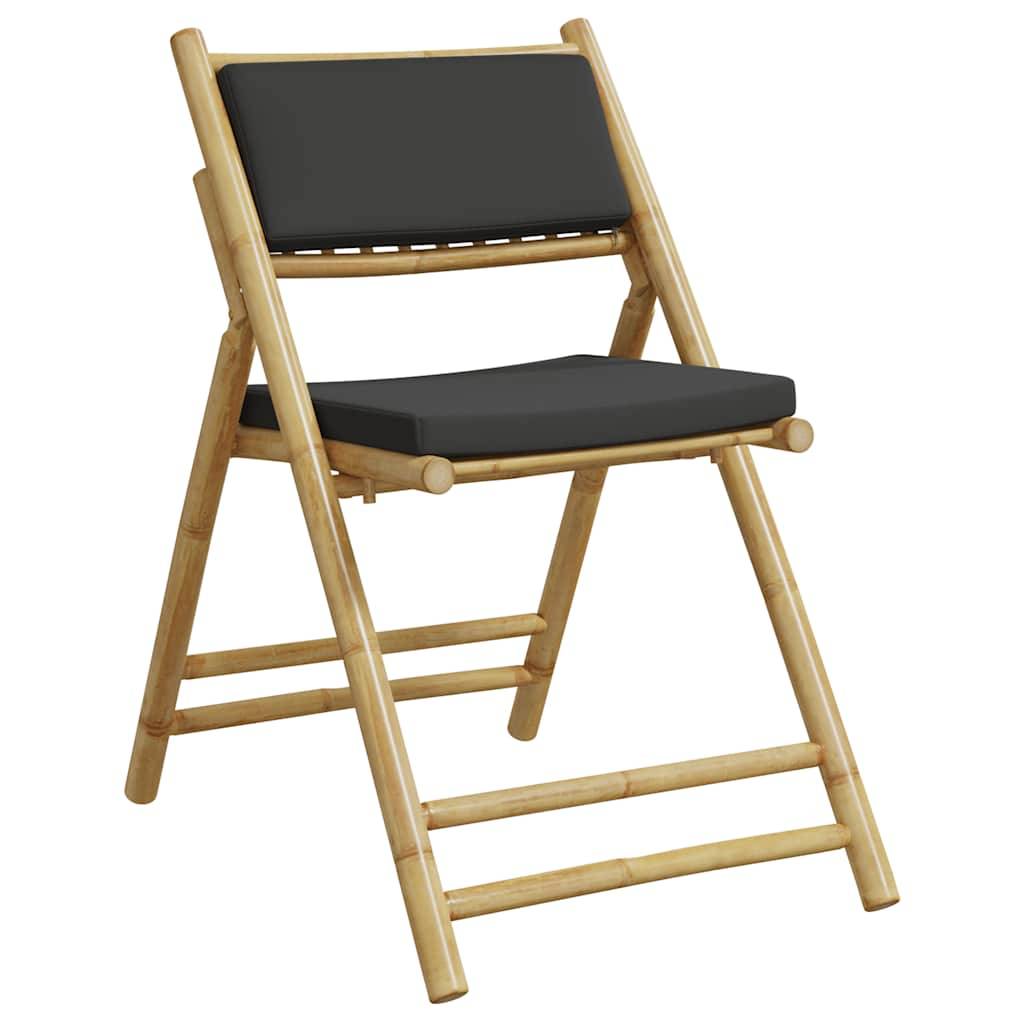 Vidaxl - Ensemble de bistro pliante 5 pcs-Salons de jardin et coussins gris foncé bambou - Image 4