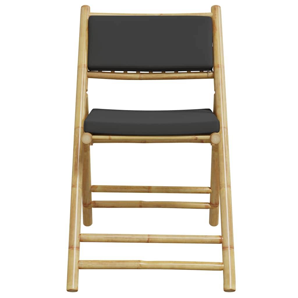 Vidaxl - Ensemble de bistro pliante 5 pcs-Salons de jardin et coussins gris foncé bambou - Image 5