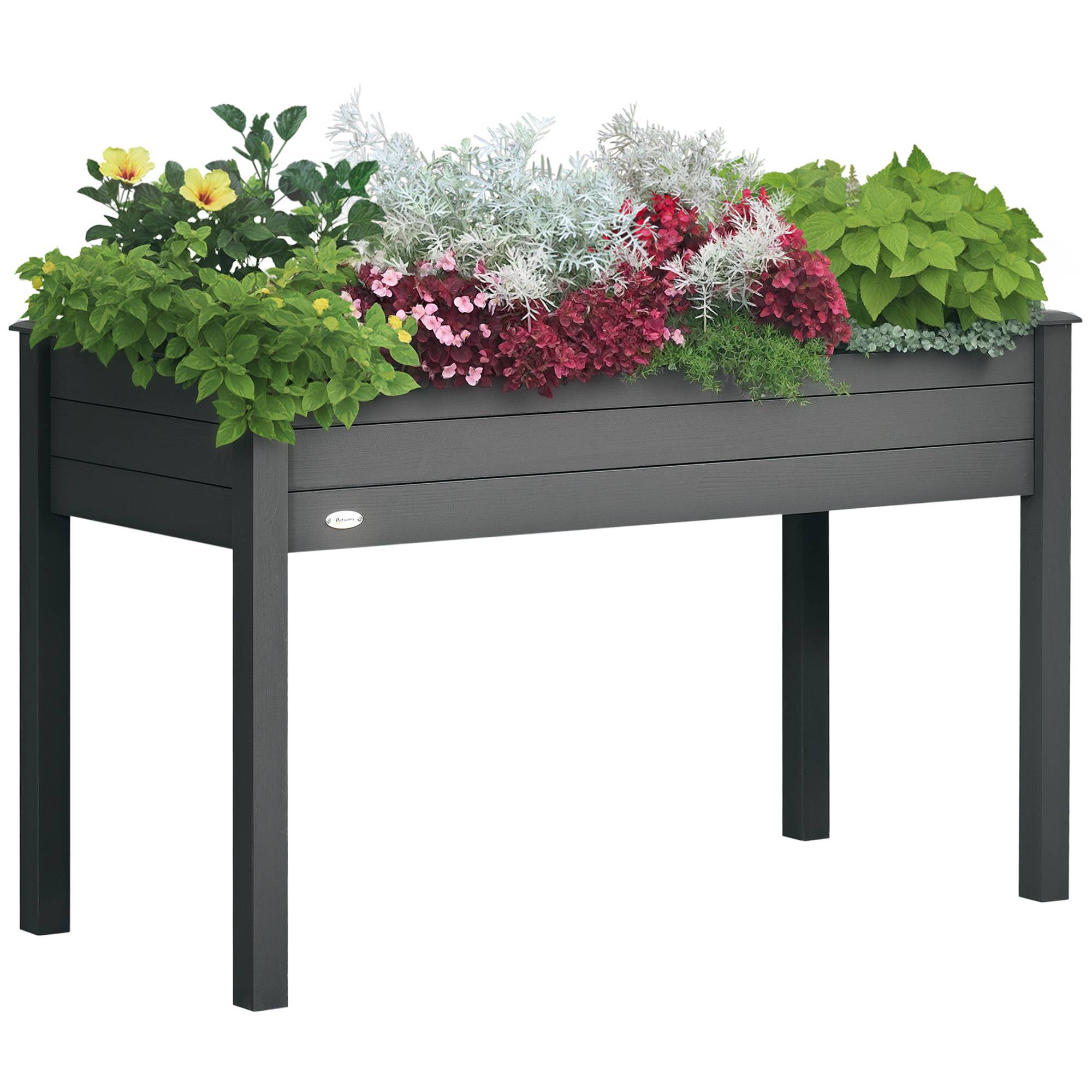 Potager sur pieds bois massif balcon terrasse feutre drainage grande capacité 123cm gris - ComfortXL Outdoor Living - Image 1