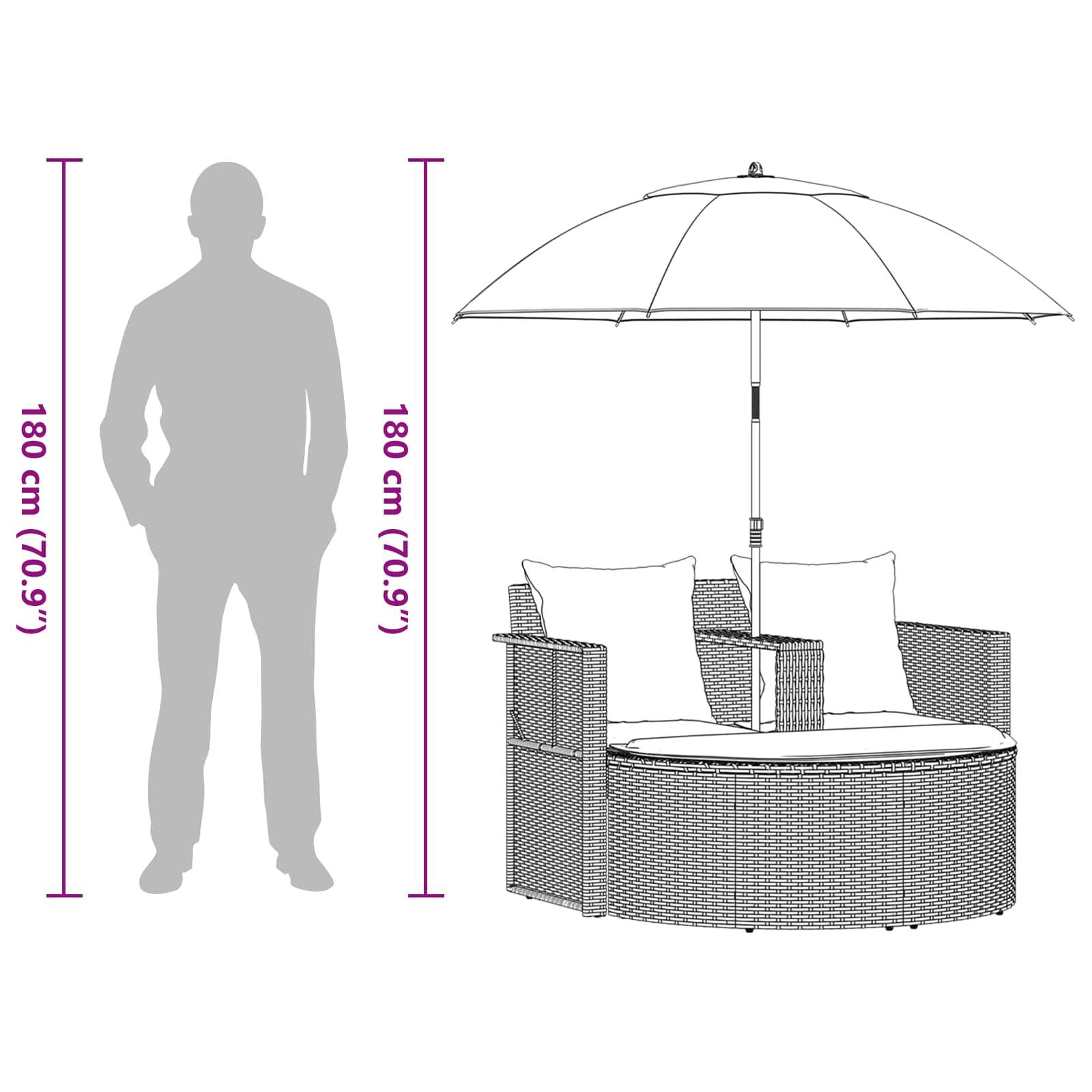ComfortXL - Canapé de jardin polyrotin pour extérieur parasol inclinable gris foncé - ComfortXL Outdoor Living - Image 8