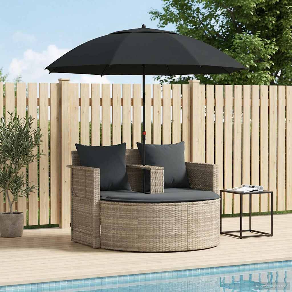 ComfortXL - Canapé de jardin polyrotin pour extérieur parasol inclinable gris foncé - ComfortXL Outdoor Living - Image 1