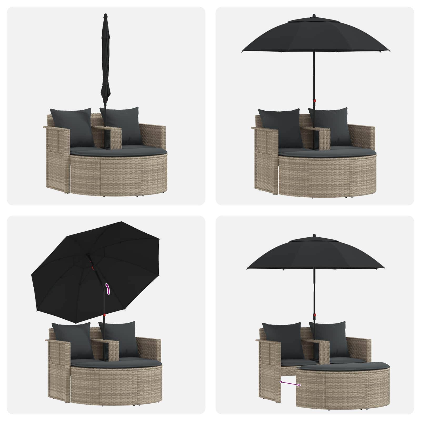 ComfortXL - Canapé de jardin polyrotin pour extérieur parasol inclinable gris foncé - ComfortXL Outdoor Living - Image 4