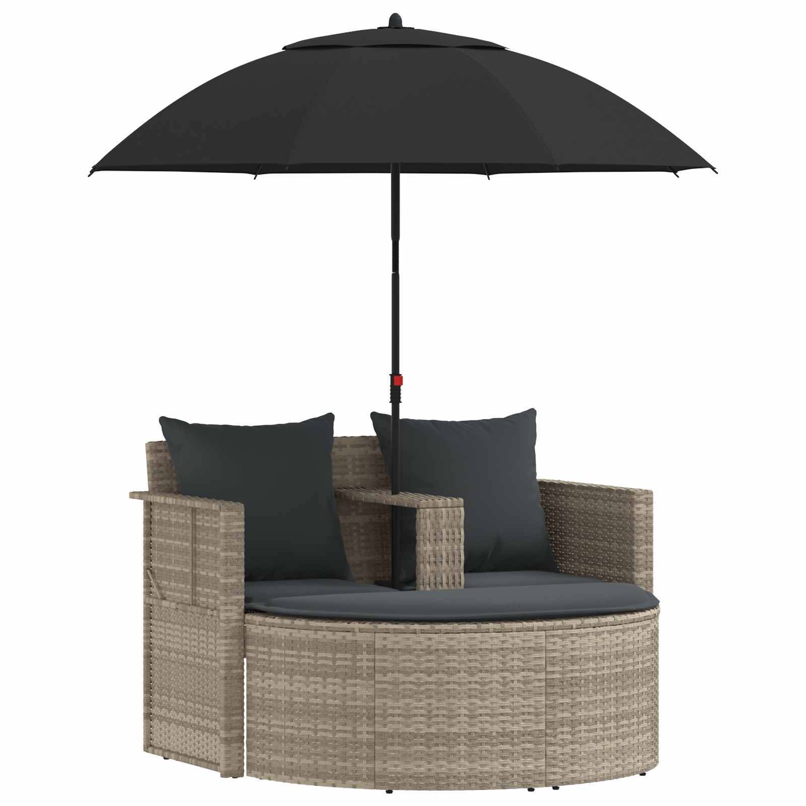 ComfortXL - Canapé de jardin polyrotin pour extérieur parasol inclinable gris foncé - ComfortXL Outdoor Living - Image 2