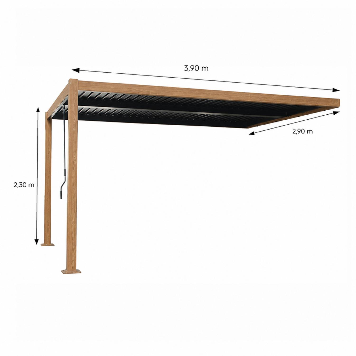Pergola bioclimatique 4x3m adossée effet bois SIFNOS - Image 3