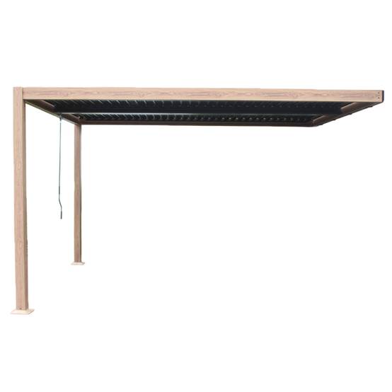 Pergola bioclimatique 4x3m adossée effet bois SIFNOS - Image 1
