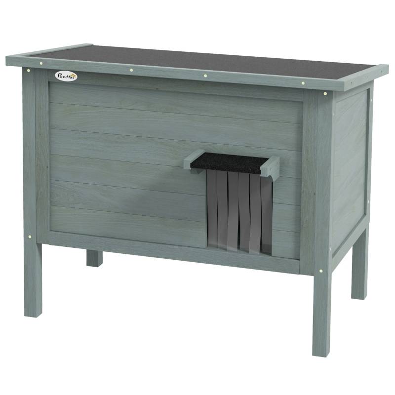 Maisonnette chat extérieur bois massif toit ouvrant isolée 85x50x68,5cm gris - ComfortXL Outdoor Living - Image 2
