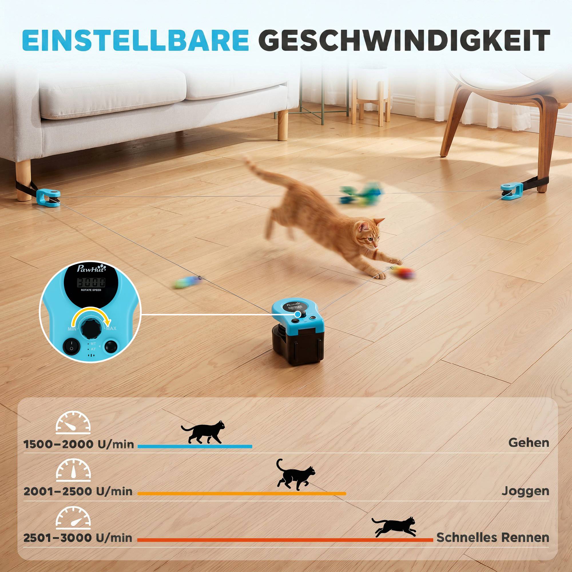 ComfortXL - Jouet interactif pour chat ABS noir télécommandé parcours réglable vitesse ajustable rechargeable USB-C - Image 6