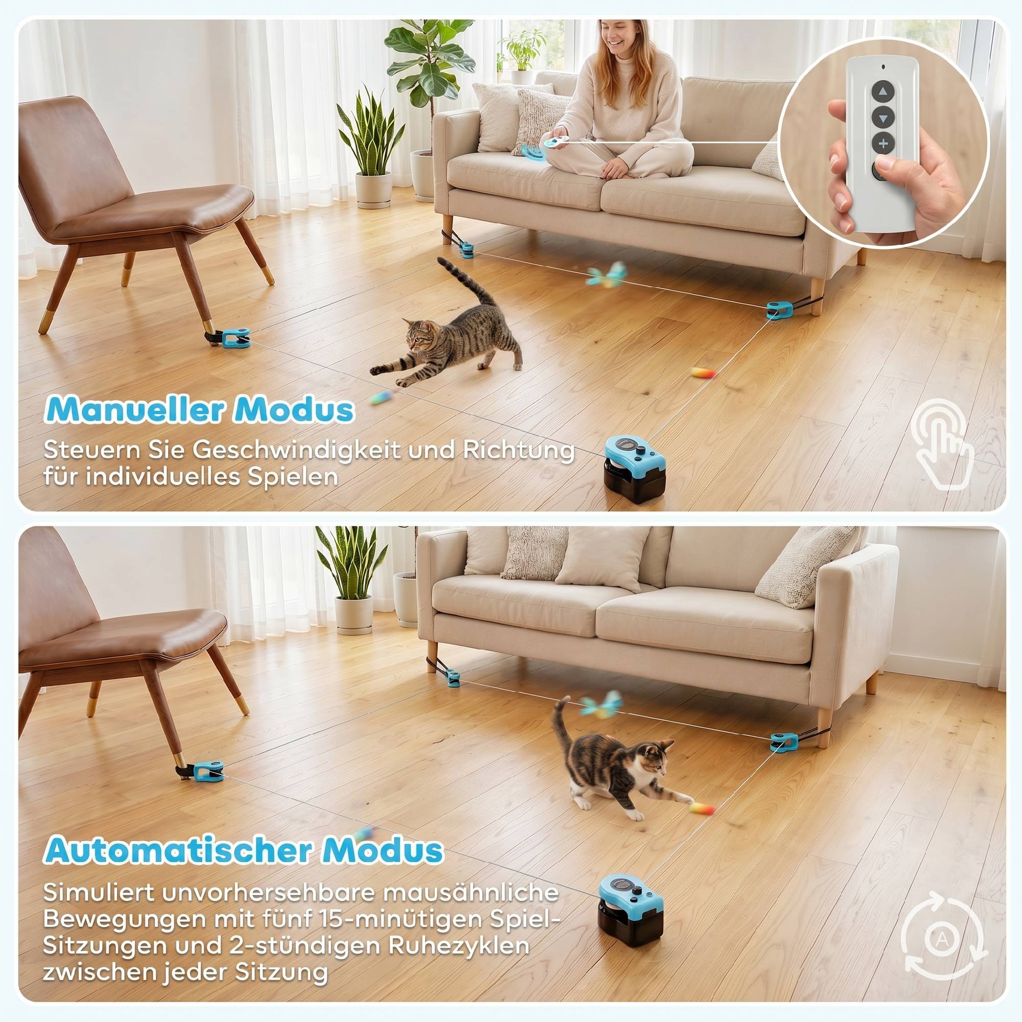 ComfortXL - Jouet interactif pour chat ABS noir télécommandé parcours réglable vitesse ajustable rechargeable USB-C - Image 4