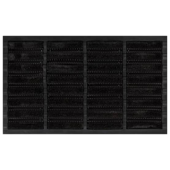 Tapis de Porte en Caoutchouc et Fibre de Coco Antidérapant et Résistant pour Extérieur Noir 45x75 cm – ComfortXL Outdoor Living - Image 1