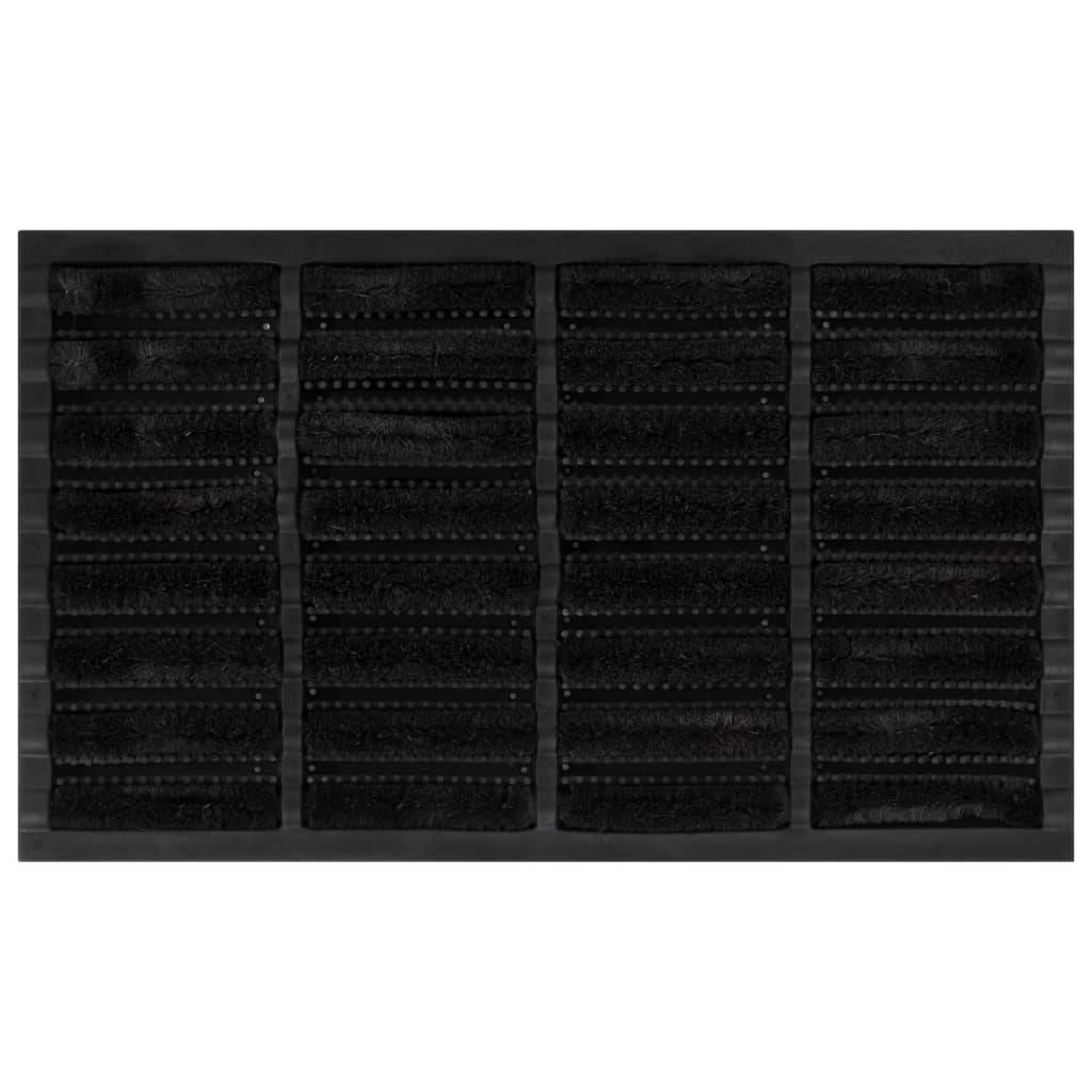 Tapis de Porte en Caoutchouc et Fibre de Coco Antidérapant et Résistant pour Extérieur Noir 45x75 cm – ComfortXL Outdoor Living - Image 1