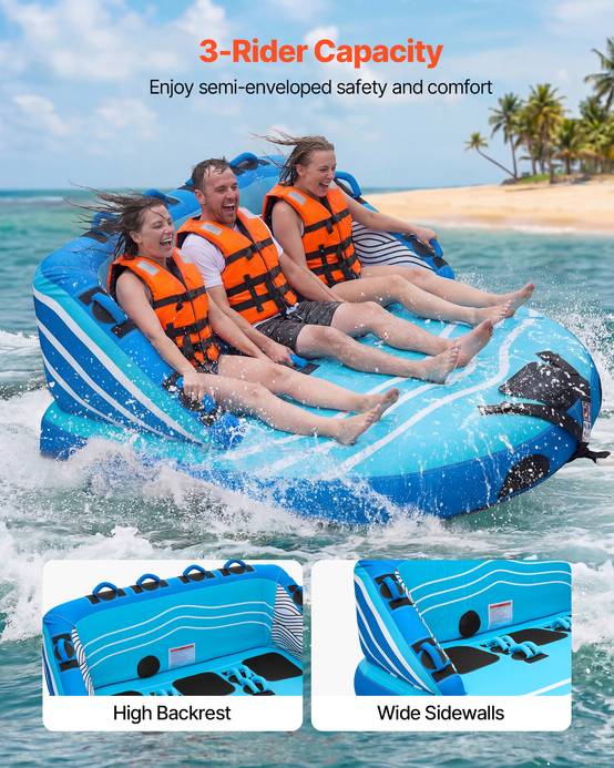 Vevor - VEVOR Bouée Tractée Gonflable Canapé pour Tubing Bateau 3 Passagers 231 kg - Image 2