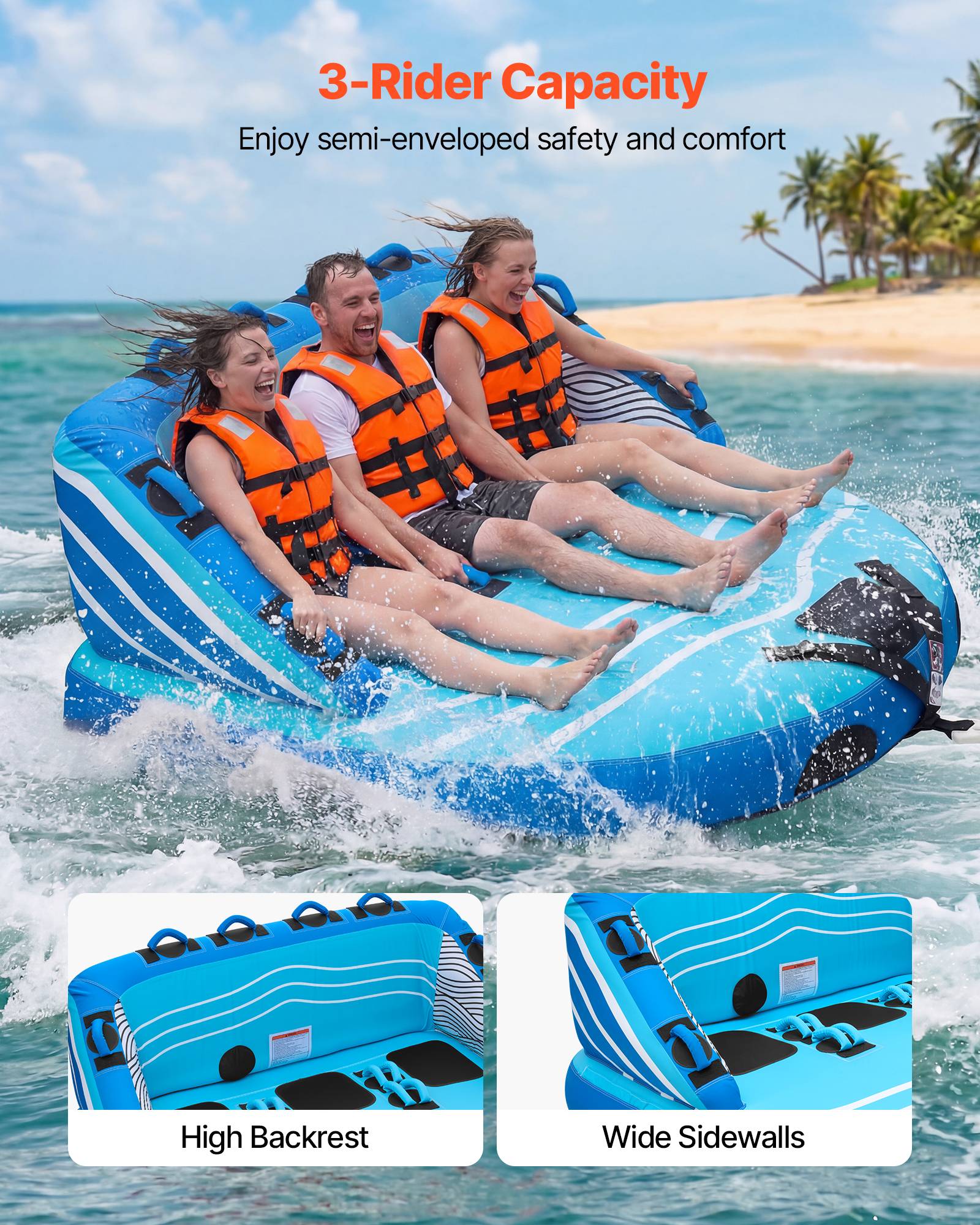 Vevor - VEVOR Bouée Tractée Gonflable Canapé pour Tubing Bateau 3 Passagers 231 kg - Image 2