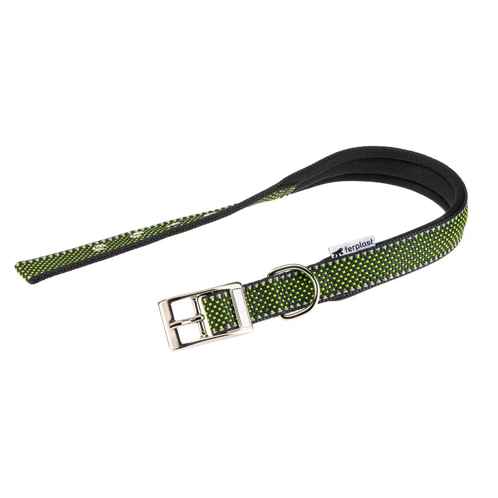 Ferplast - Collier pour Chiens Réfléchissant Rembourré DAYTONA DELUXE C25/53, Réglable, Boucle en Métal, Noir-Vert - Image 1