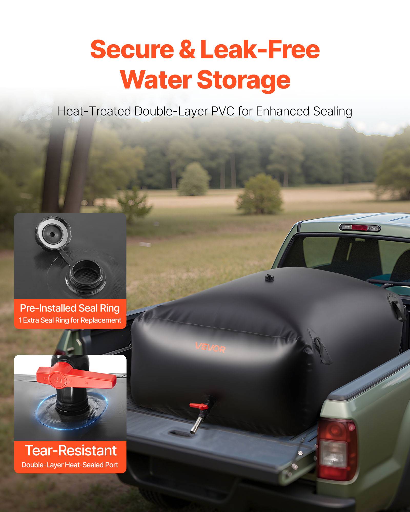 Vevor - VEVOR Réservoir d'Eau Souple Vessie Stockage Eau Pliable 1000 L PVC 1000D Noir - Image 4
