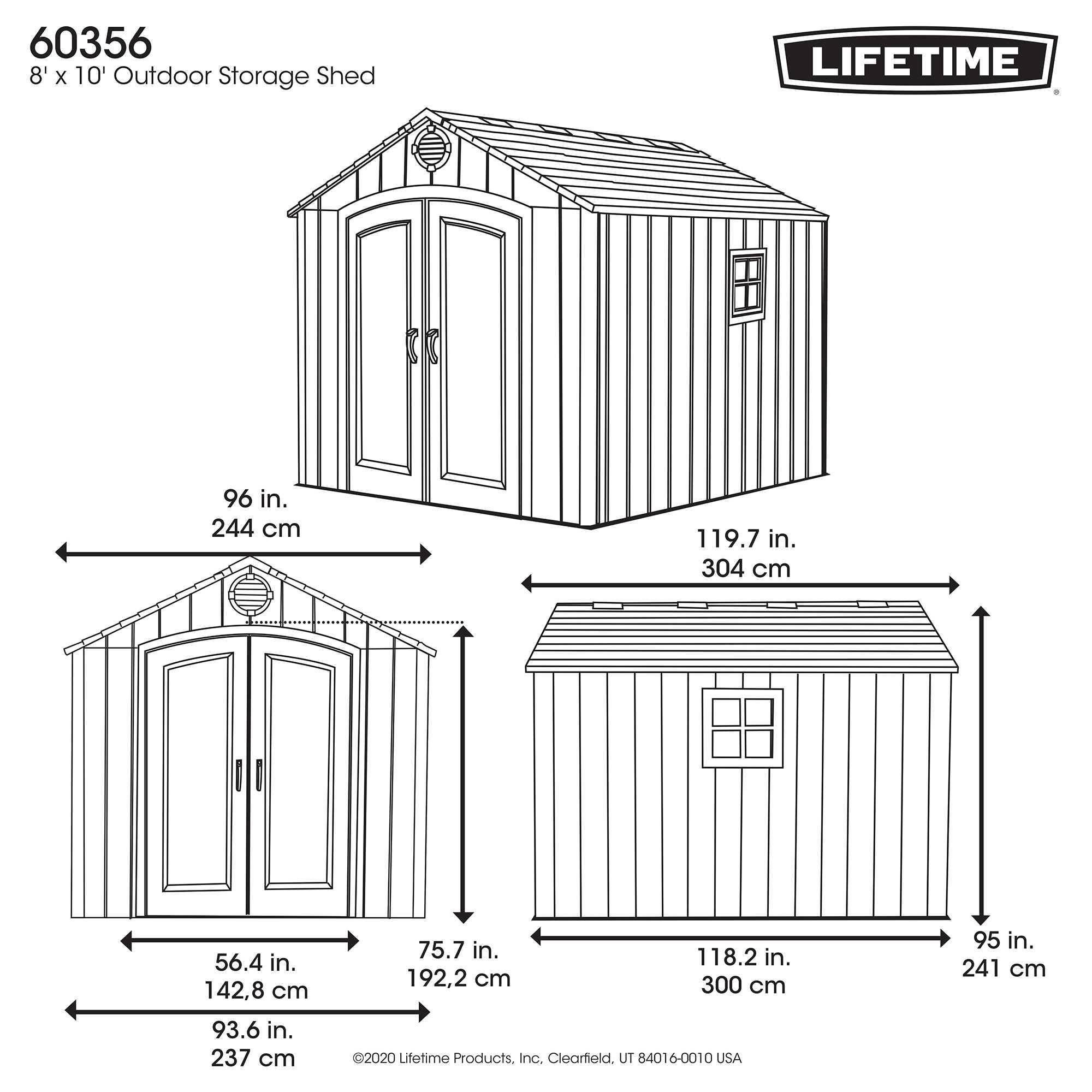 Lifetime - Abri de jardin résine Rough Cut 7.38m2 (2.43x3.04m) LIFETIME #60356 - Image 8