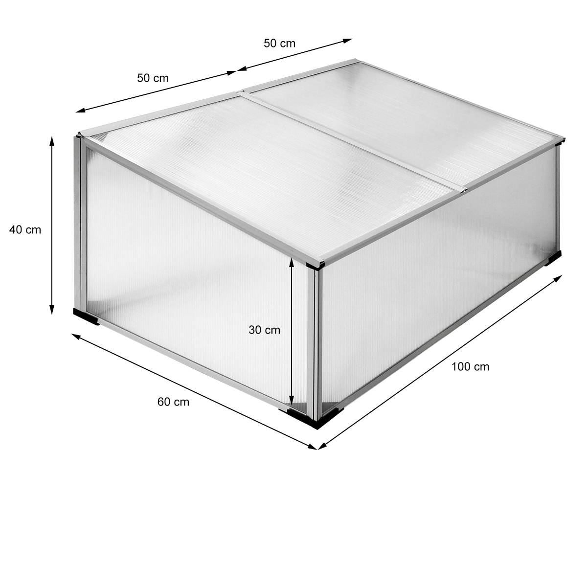 Serre de jardin polycarbonate aluminium plante légume tomate fleurs 100x60x40 cm - Image 7