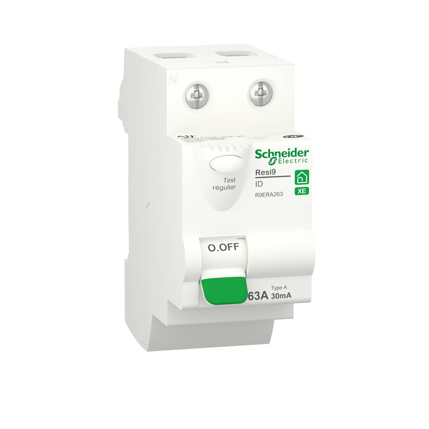 Schneider Electric - Interrupteur différentiel RESI9 XE 2P 30mA 63A Type A embrochable - SCHNEIDER ELECTRIC - R9ERA263