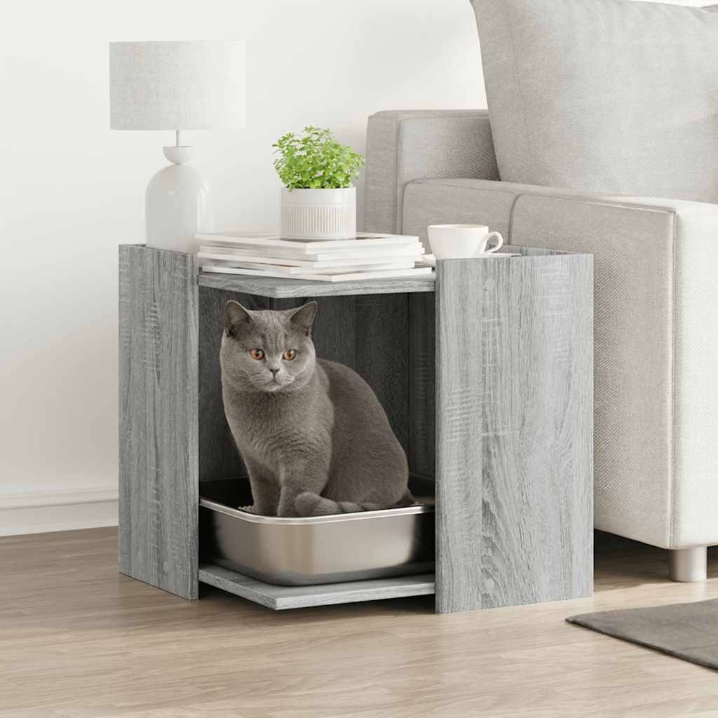 Vidaxl - Meuble de bac à litière pour chat sonoma gris bois d'ingénierie vidaXL 857756 - Image 1