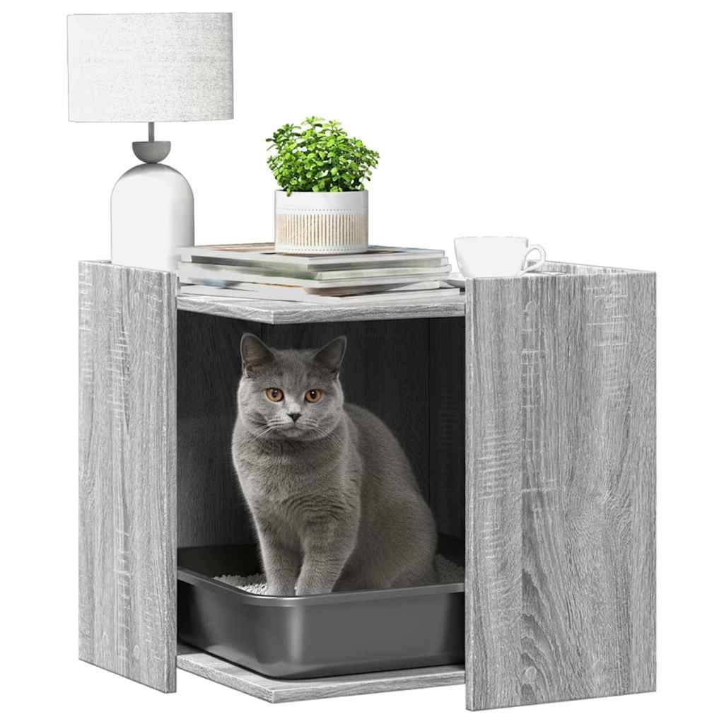 Vidaxl - Meuble de bac à litière pour chat sonoma gris bois d'ingénierie vidaXL 857756 - Image 4