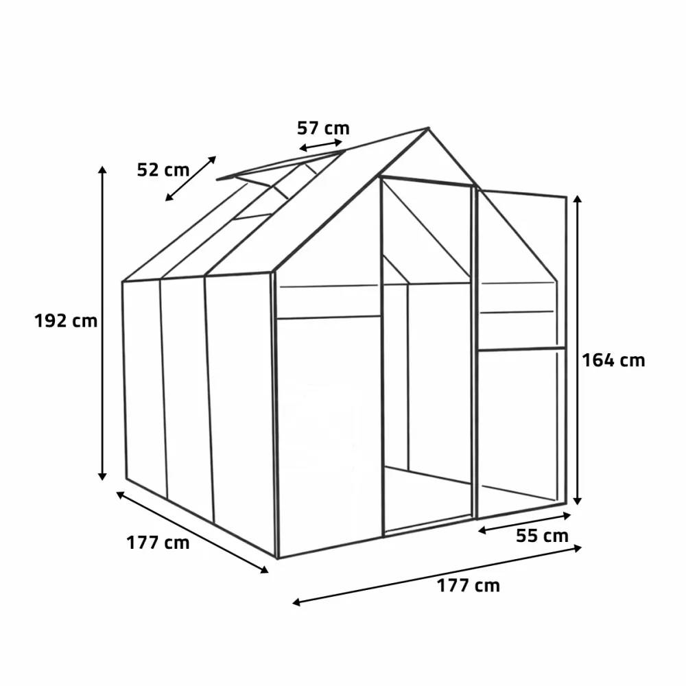 Serre de jardin en aluminium et polycarbonate 3,13 m² - 177x177x192 - Image 8