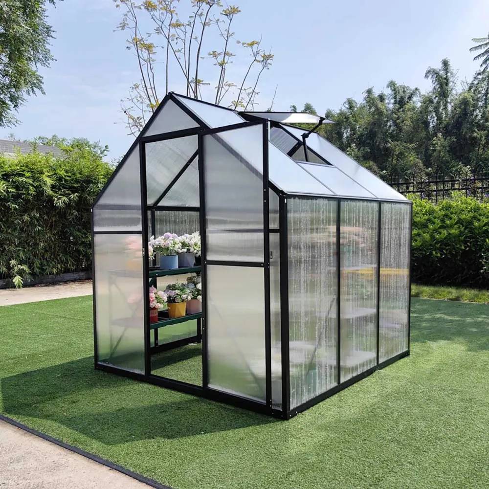Serre de jardin en aluminium et polycarbonate 3,13 m² - 177x177x192 - Image 2