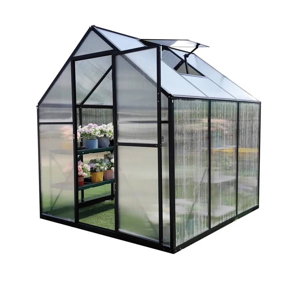 Serre de jardin en aluminium et polycarbonate 3,13 m² - 177x177x192 - Image 5