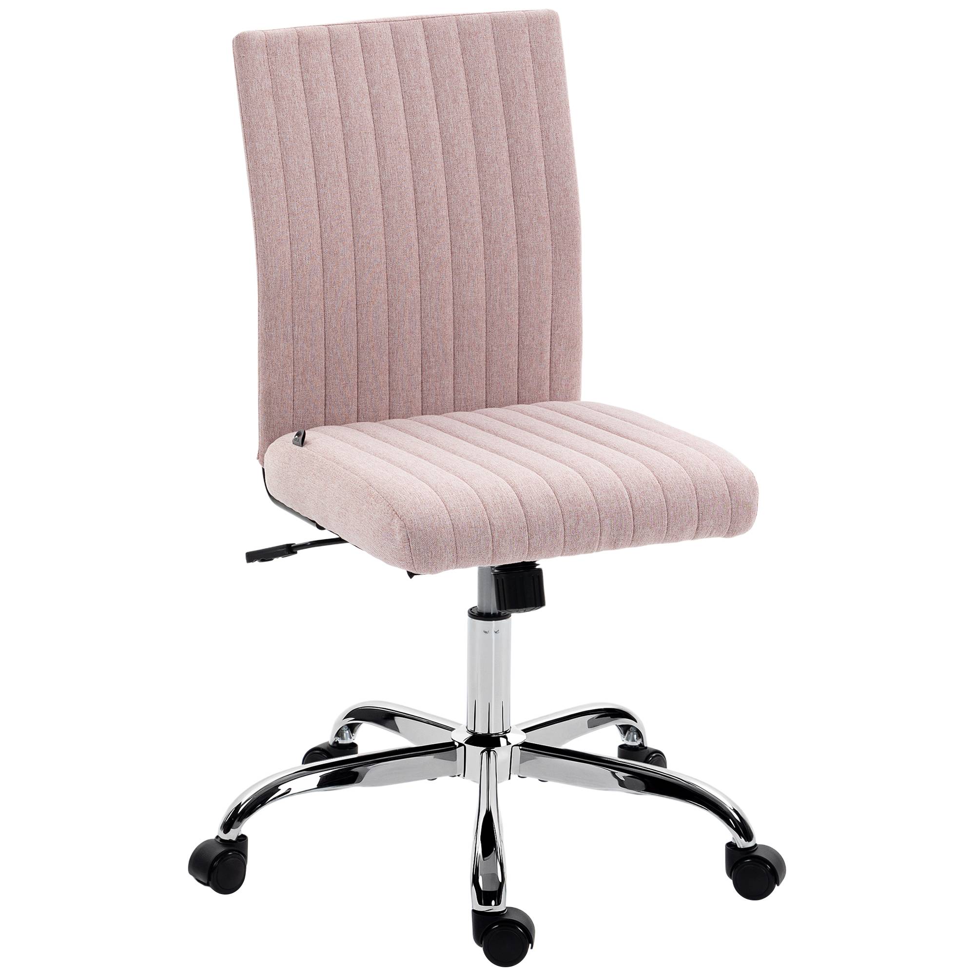 Sans Marque - Chaise de bureau sans accoudoirs, fauteuil de bureau, hauteur réglable et pivotant 360°, 43 x 56 x 89-99 cm, rose - Image 1