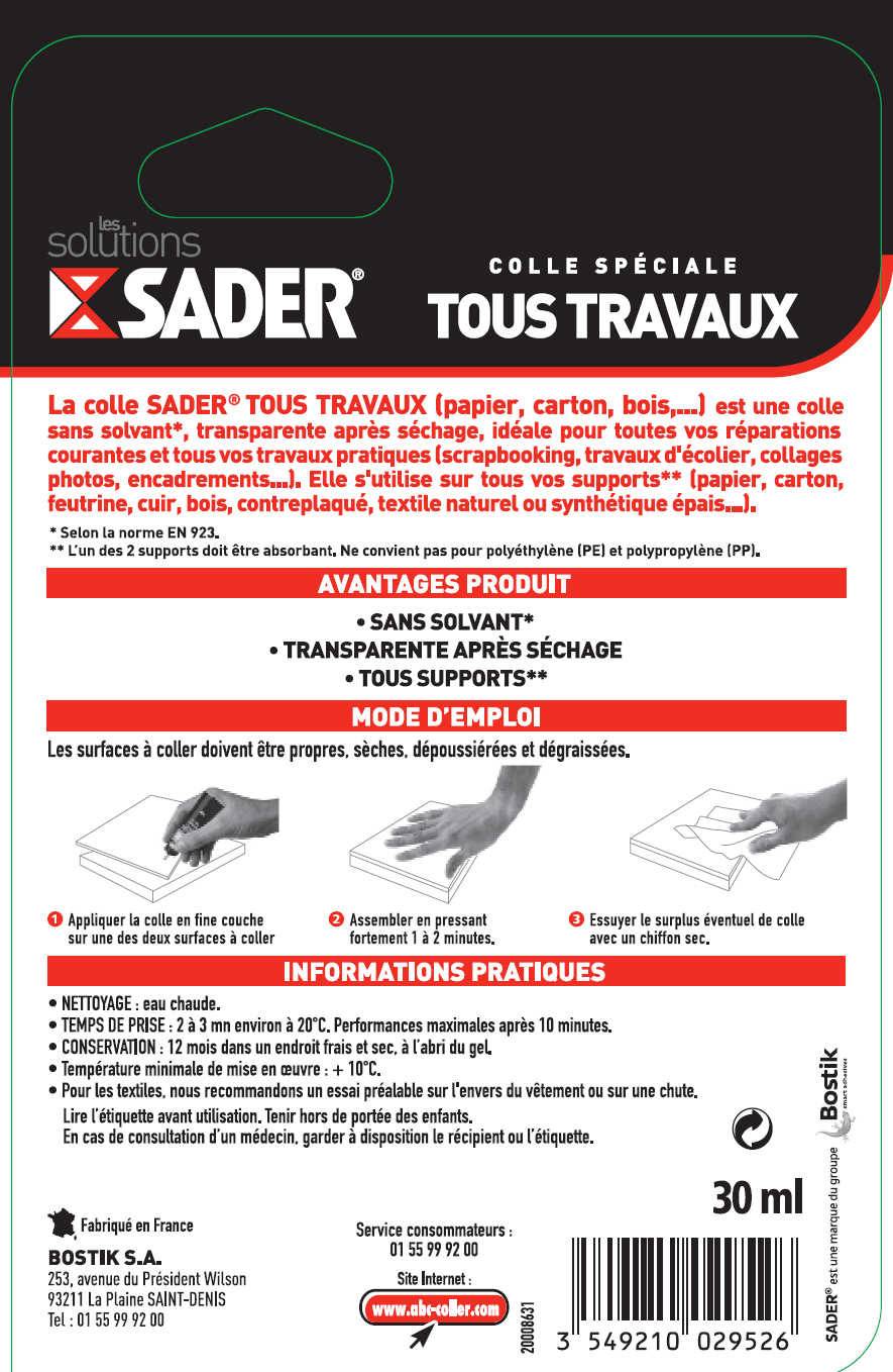 Sader - SADER COLLE TOUS TRAVAUX 30ML - Image 2
