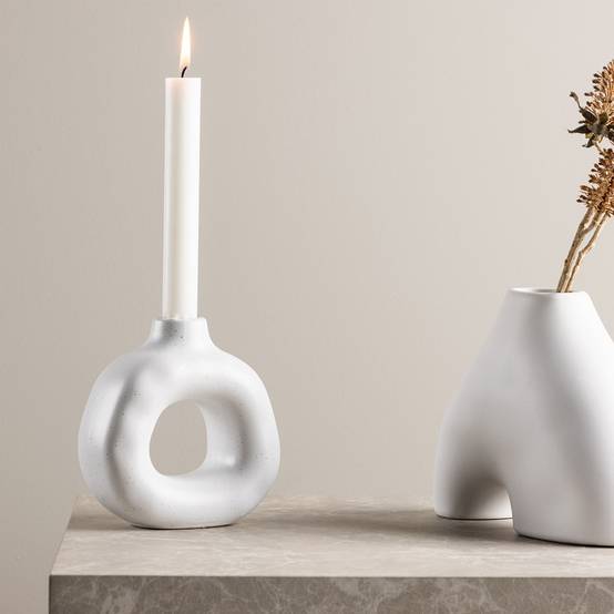 Bougeoir Design en Céramique "Judi" 13cm Blanc - Image 5