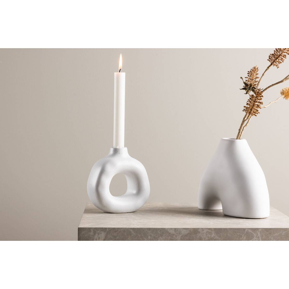 Bougeoir Design en Céramique "Judi" 13cm Blanc - Image 8