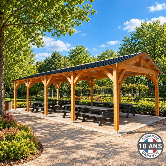 Cpbf Charpentes - Carport bois 2 pentes en bois douglas 51 m², 10 poteaux. Abri voiture extérieur. garantie 10 ans - Image 7