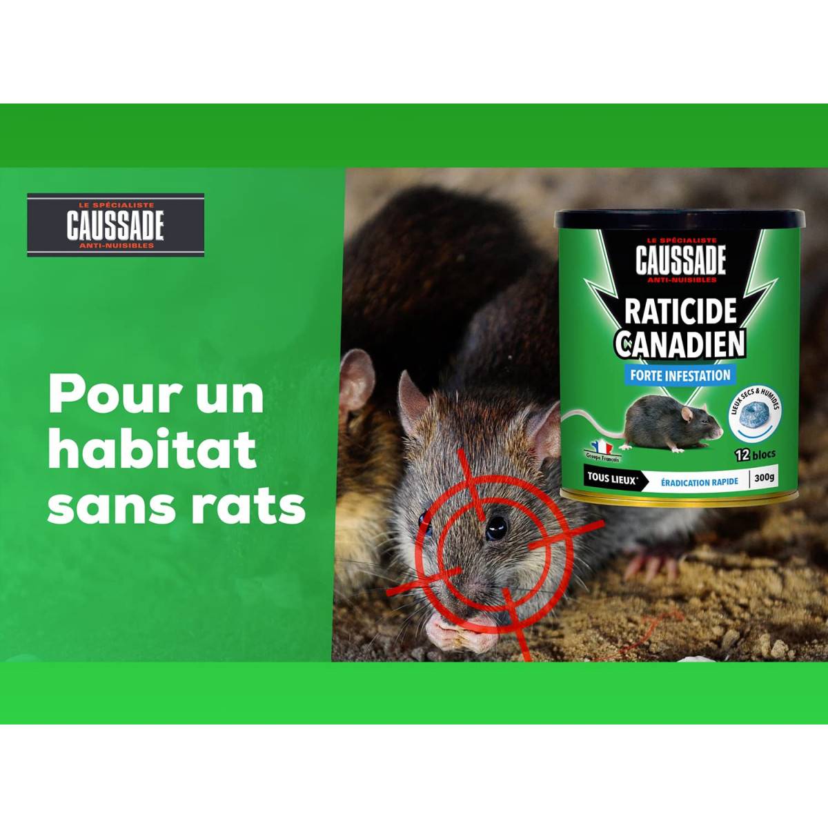 Multitanks - Lot de 4 Raticide Canadien Caussade - 1200 g, 48 blocs - Flocoumafène - Image 7