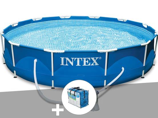 Kit piscine tubulaire Intex Metal Frame ronde 3,66 x 0,76 m + Bâche à bulles - Image 2