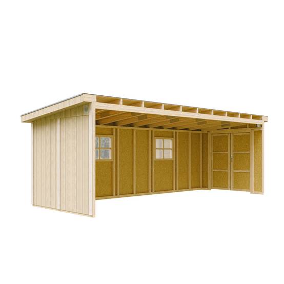 Timbela - Abri de Jardin Qualité Premium 14,3 m² - H231x248x648 cm sans plancher e paroi latérale - Construction de Panneaux LP Smartside - Timbela M941B - Image 3