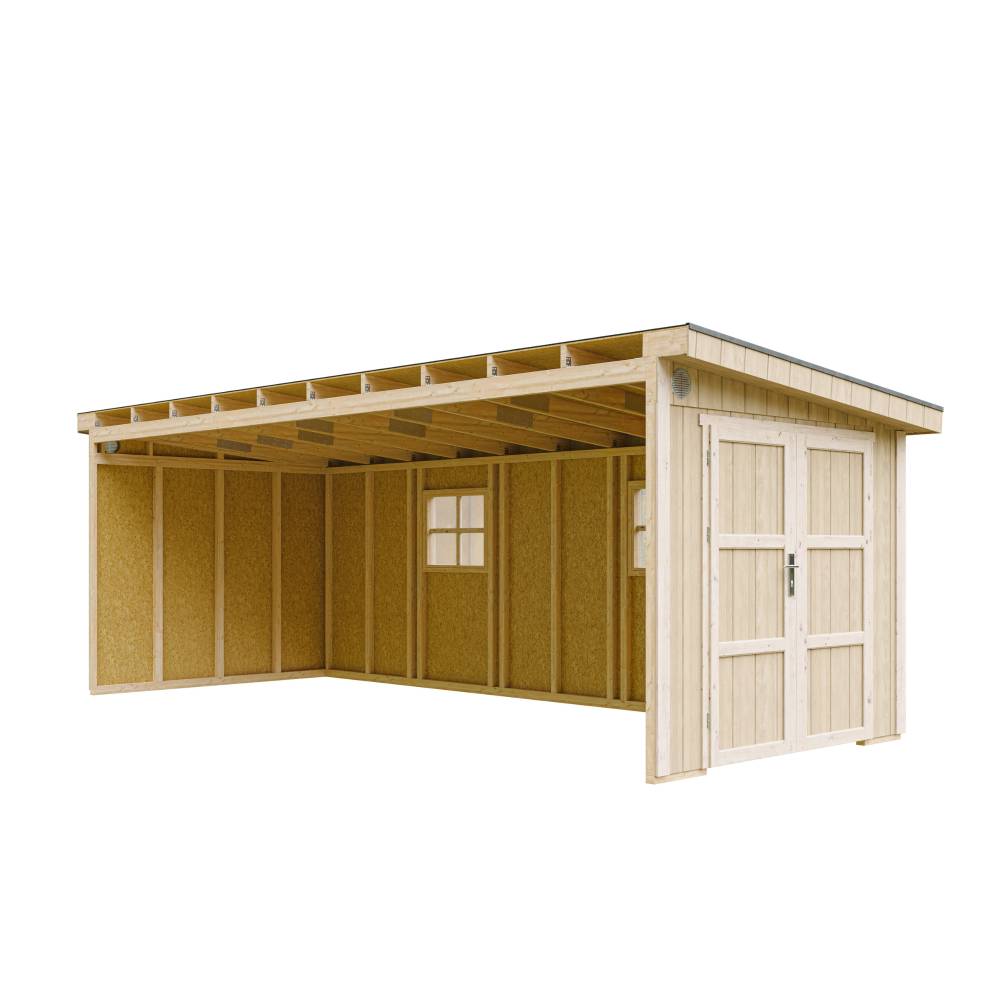 Timbela - Abri de Jardin Qualité Premium 14,3 m² - H231x248x648 cm sans plancher e paroi latérale - Construction de Panneaux LP Smartside - Timbela M941B - Image 2