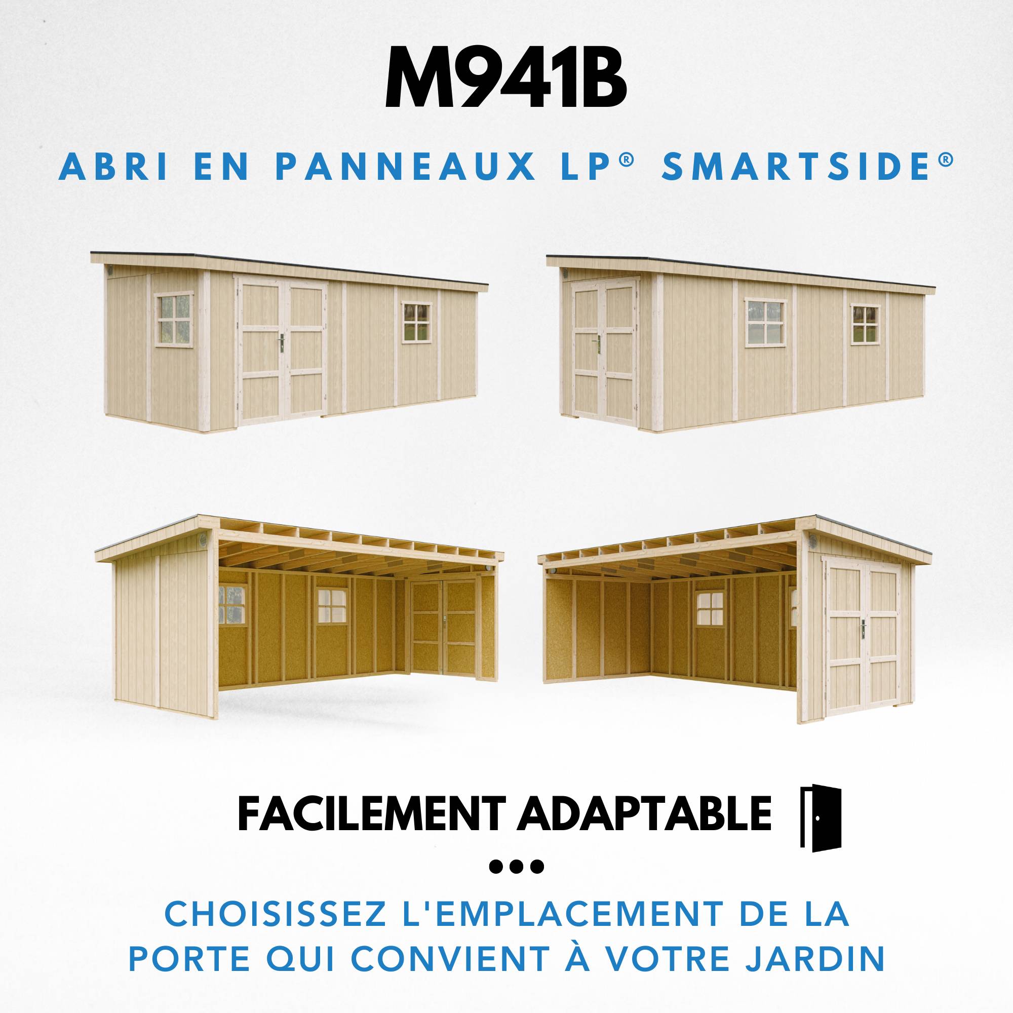 Timbela - Abri de Jardin Qualité Premium 14,3 m² - H231x248x648 cm sans plancher e paroi latérale - Construction de Panneaux LP Smartside - Timbela M941B - Image 10