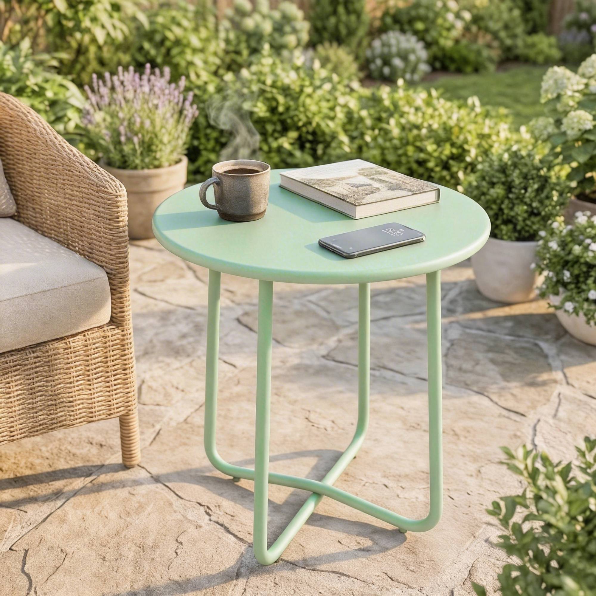 PANGIVO - Table basse de jardin métal vert 48 x 48 x 51 cm - PANGIVO - Image 4