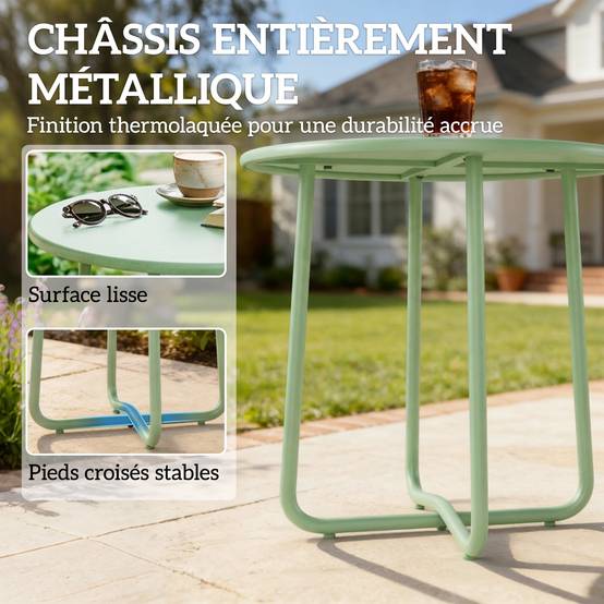 PANGIVO - Table basse de jardin métal vert 48 x 48 x 51 cm - PANGIVO - Image 7